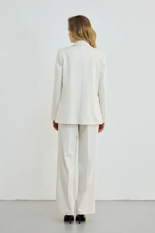 Double Button Blazer Jacket - Ecru - 6