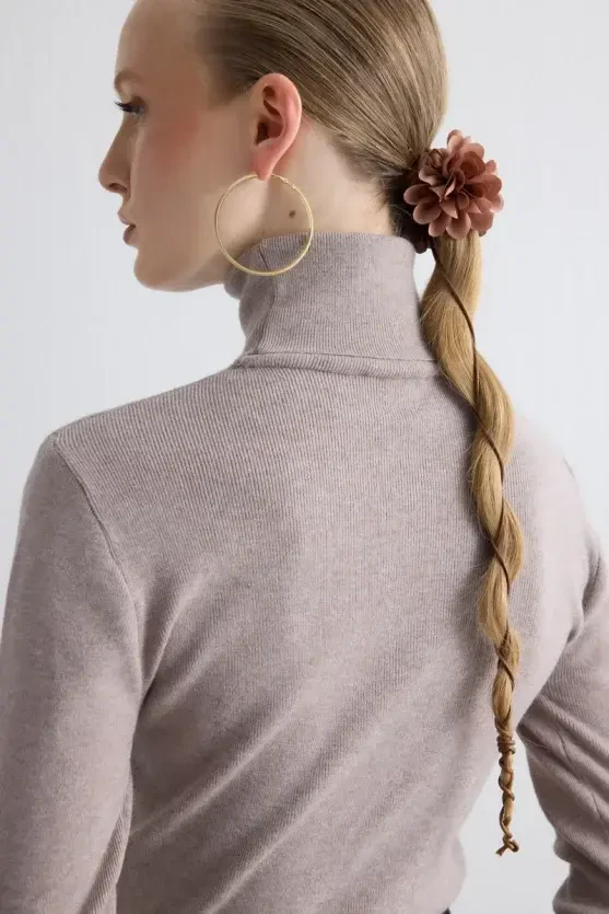 Double Cord Rose Brooch - Brown - 2