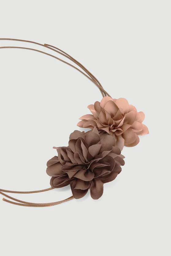 Double Cord Rose Brooch Brown - Gusto
