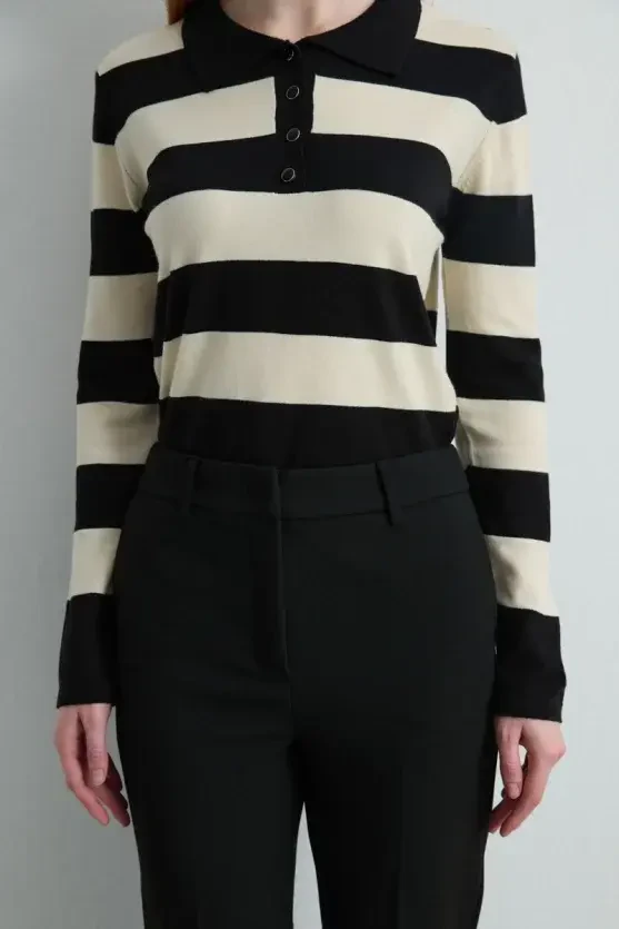 Double-Hem High-Waist Pants - Black - Gusto