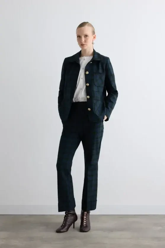 Double-Leg Check Pants - Navy - Gusto
