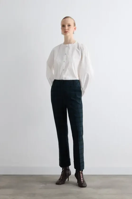 Double-Leg Check Pants - Navy - 5