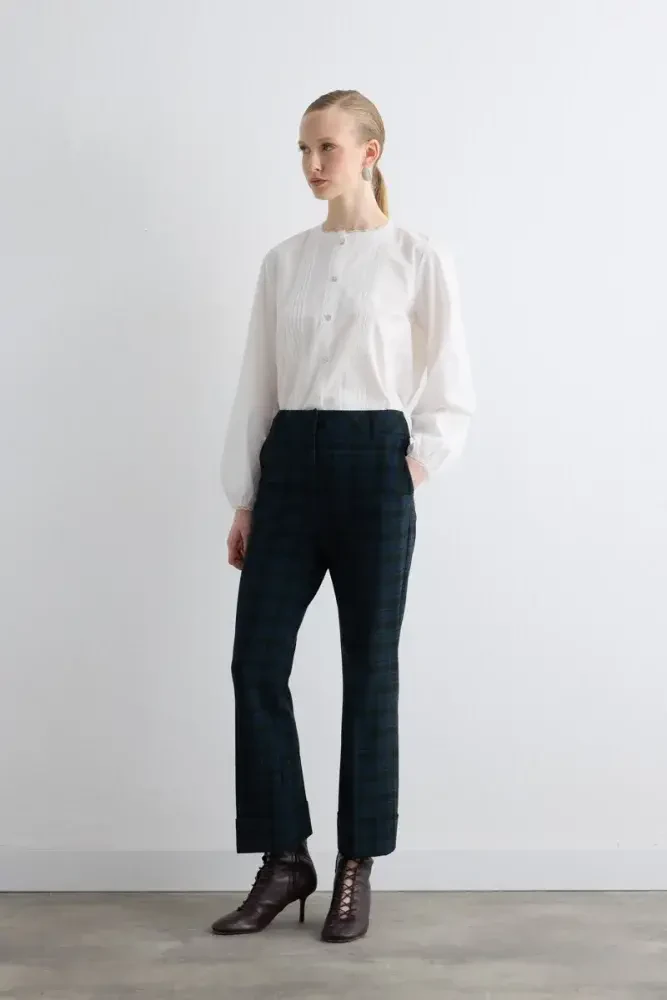 Double-Leg Check Pants - Navy Navy Blue