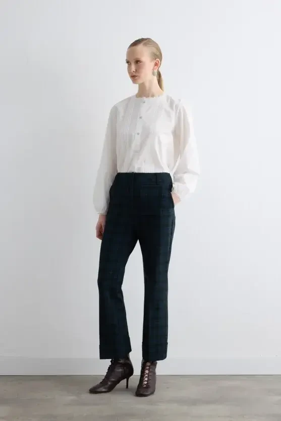 Double-Leg Check Pants - Navy - 1