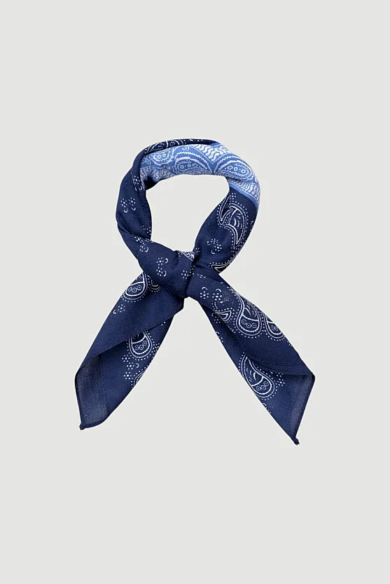 Double Pattern Cotton Scarf - Blue - Gusto