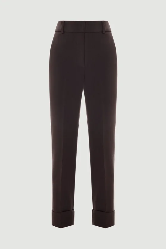 Double Pleated High Waisted Pants Brown - Gusto