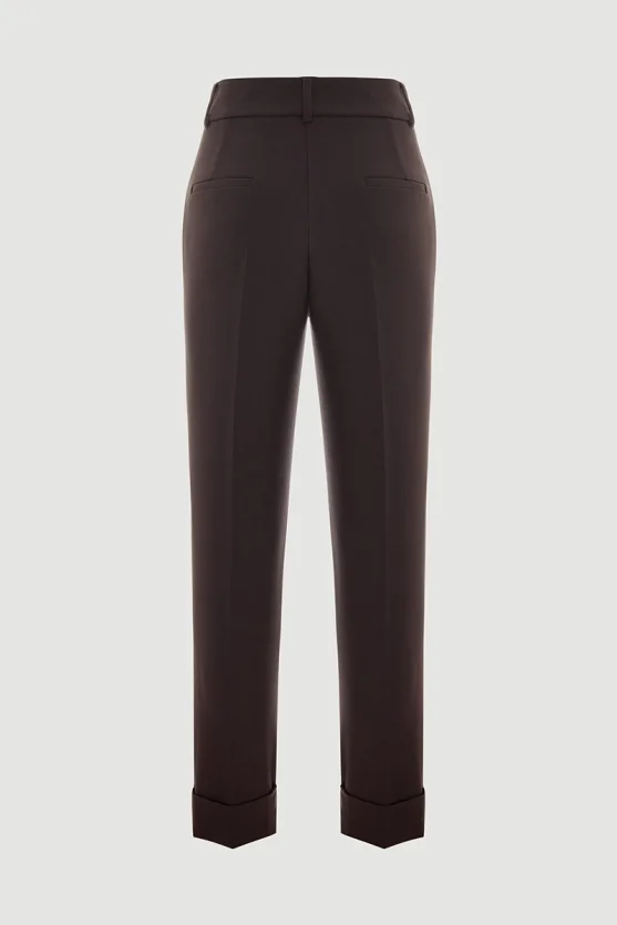 Double Pleated High Waisted Pants Brown - Gusto