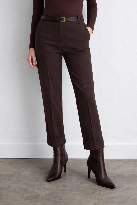 Double Pleated High Waisted Pants Brown - Gusto