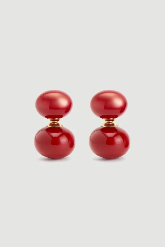 Double-Sided Earrings - Burgundy - 3
