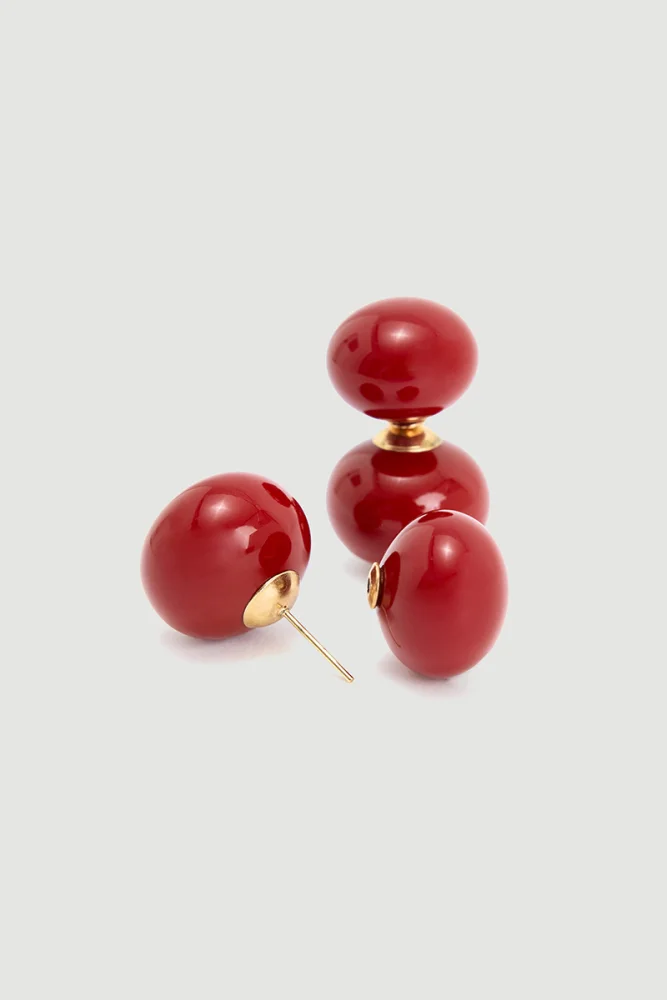Double-Sided Earrings - Burgundy Burgundy