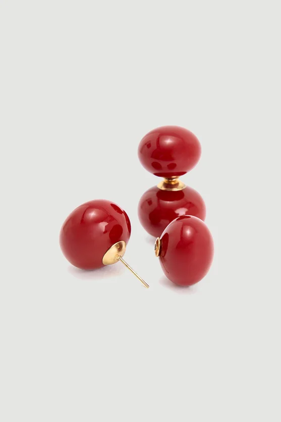 Double-Sided Earrings - Burgundy - 1