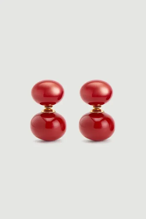 Double-Sided Earrings - Burgundy - 3