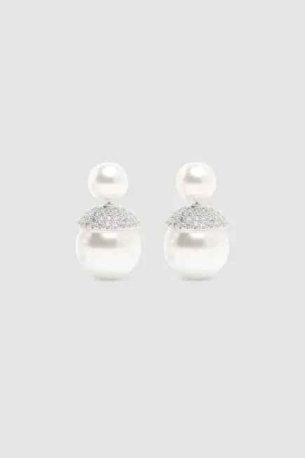 Double Sided Pearl Earrings - White White