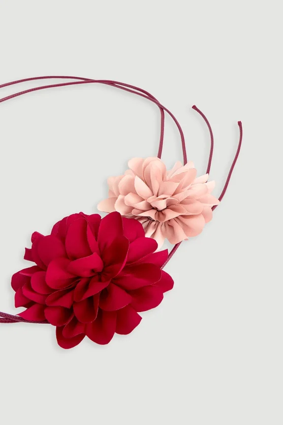 Double String Rose Brooch Red - Gusto