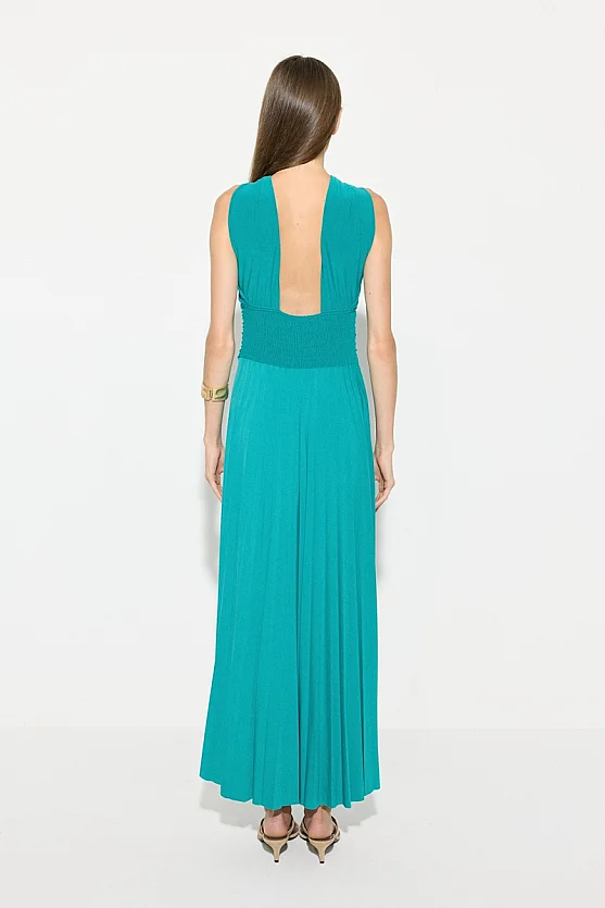 Drape Detail Maxi Knit Dress - Green - Gusto