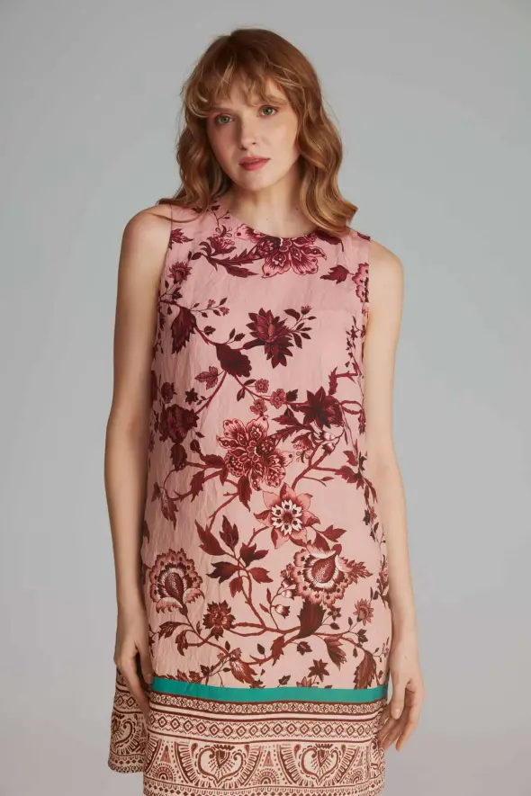 Dress with Lace-up Back - Dusty Rose - 4