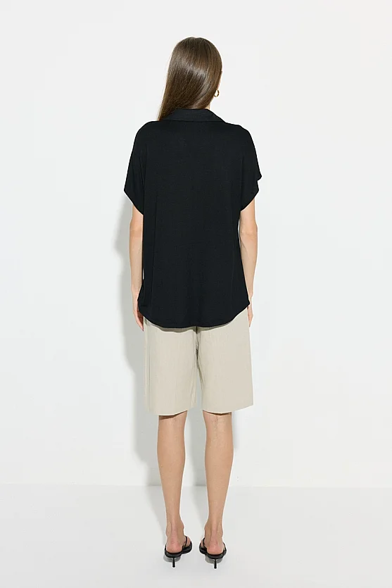 Drop Sleeve Bamboo Shirt - Black - Gusto