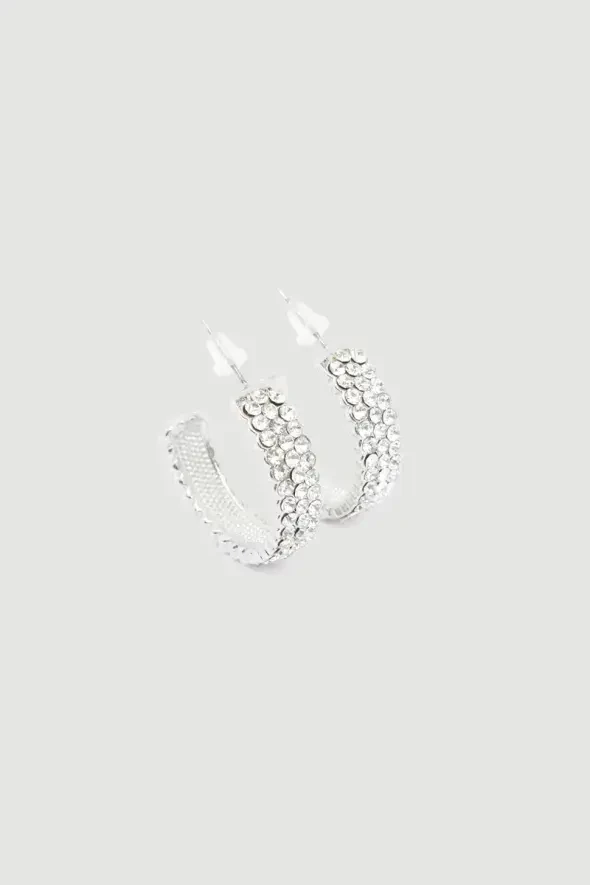 Earrings with Stones - Silver - 1