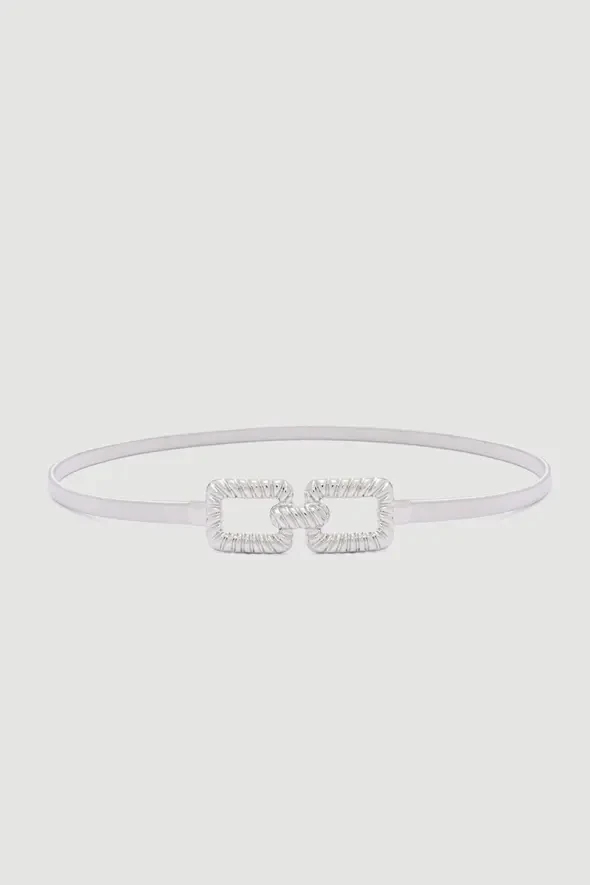 Elastic Metal Chain Belt - Silver - 1
