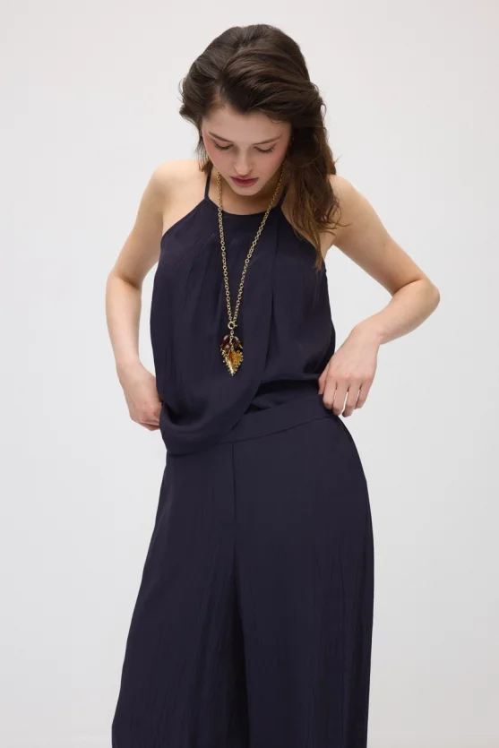 Elastic Waist Harem Pants - Navy Blue - Gusto