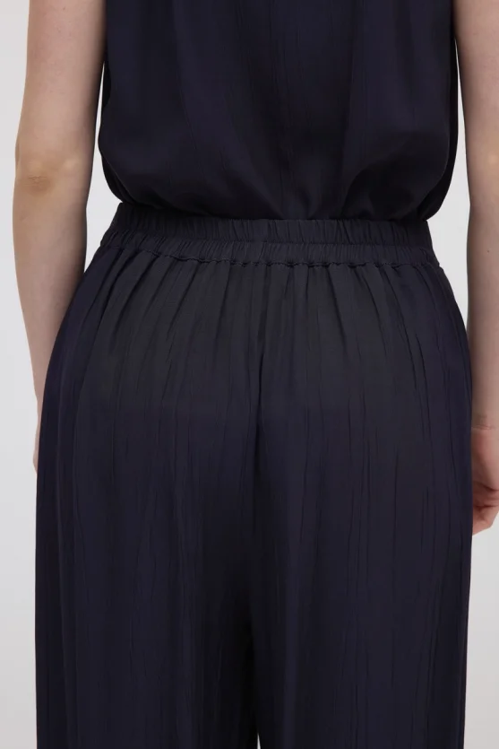 Elastic Waist Harem Pants - Navy Blue - 4