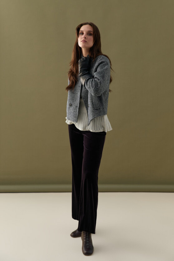 Elastic Waist Wide Leg Velvet Pants Plum - Gusto