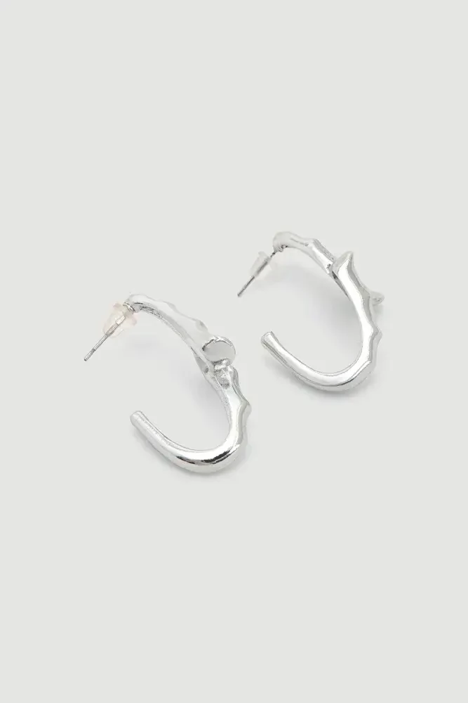 Embossed Detail Earrings - Silver Silver