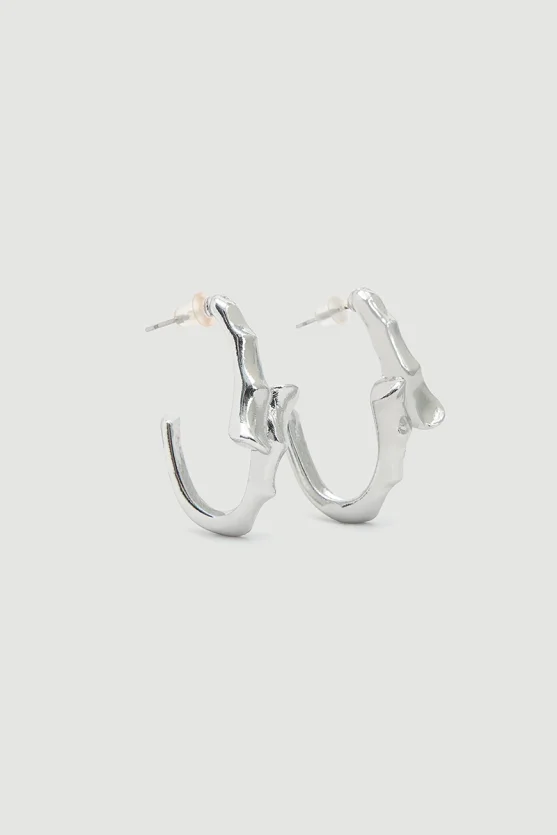 Embossed Detail Earrings Silver - 2