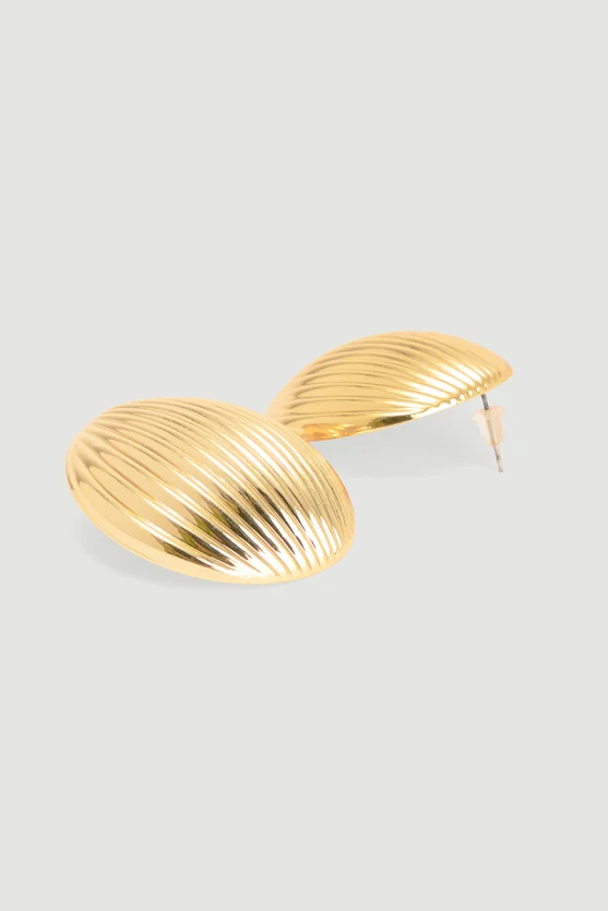 Embossed Round Earrings Gold - 1