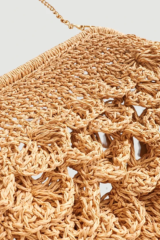 Embossed Straw Handbag - Beige - Gusto