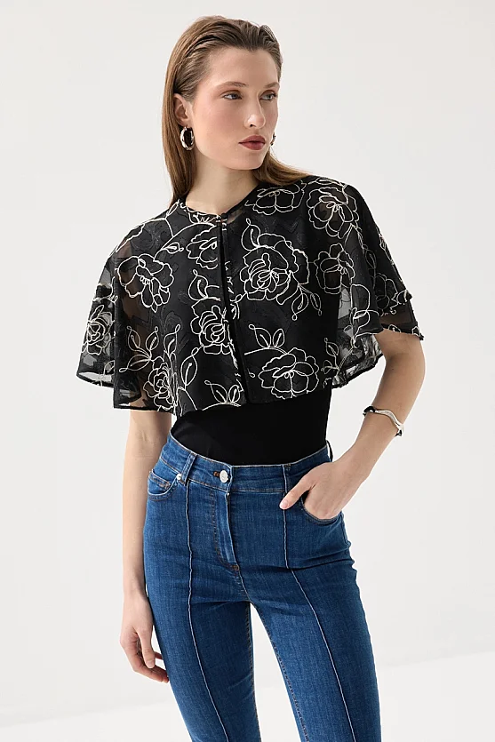 Embroidered Bolero - Black - 3