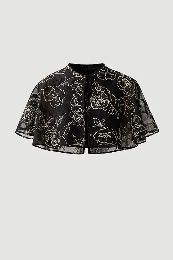 Embroidered Bolero - Black - Gusto