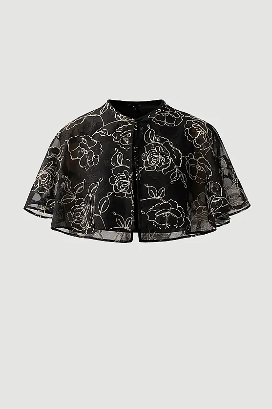 Embroidered Bolero - Black - Gusto