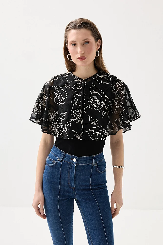 Embroidered Bolero - Black Black