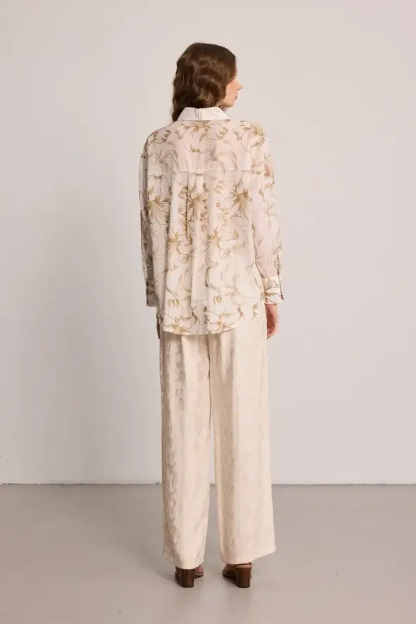 Embroidered Cotton Shirt - Beige - 6