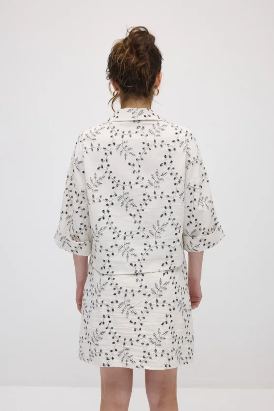 Embroidered Cotton Shirt - Ecru - Gusto