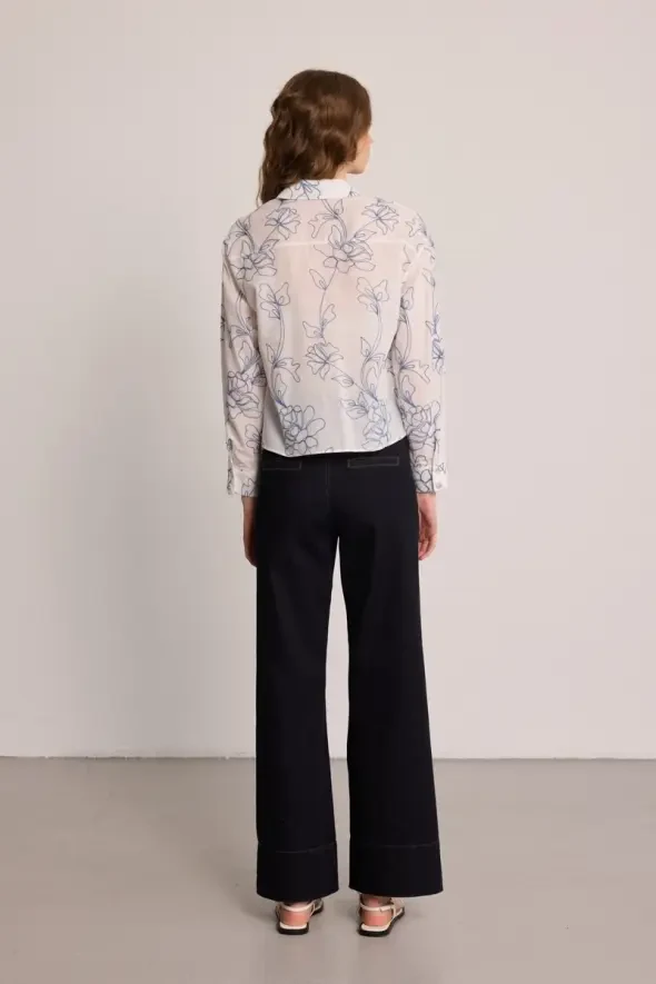 Embroidered Cotton Shirt - White - 4