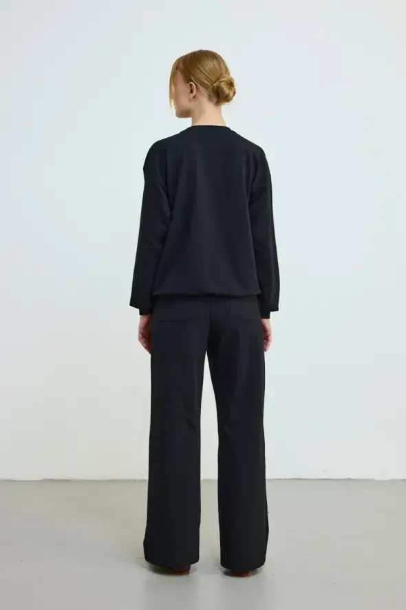 Embroidered Cotton Sweatshirt - Black - 4