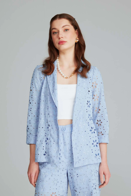 Embroidered Jacket - Blue Blue