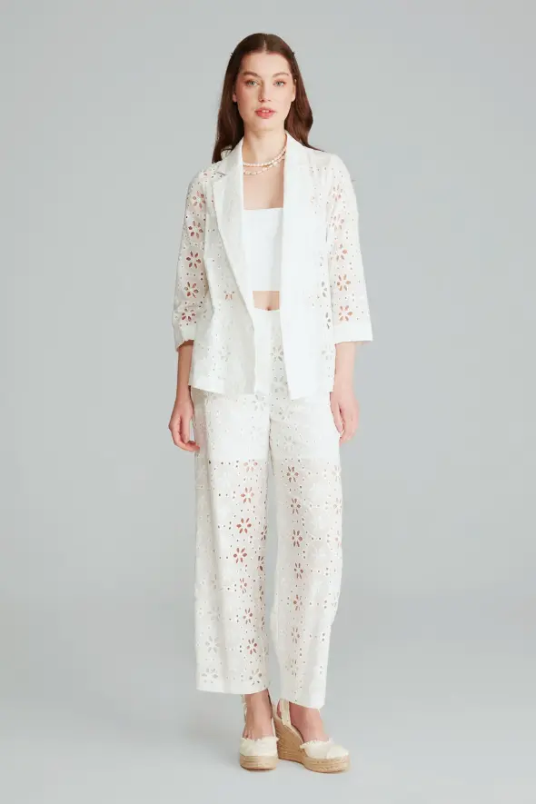 Embroidered Jacket - White - 3
