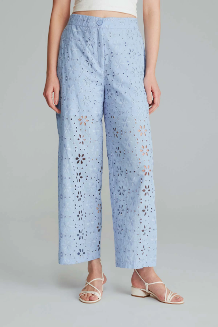 Embroidered Pants - Blue Blue