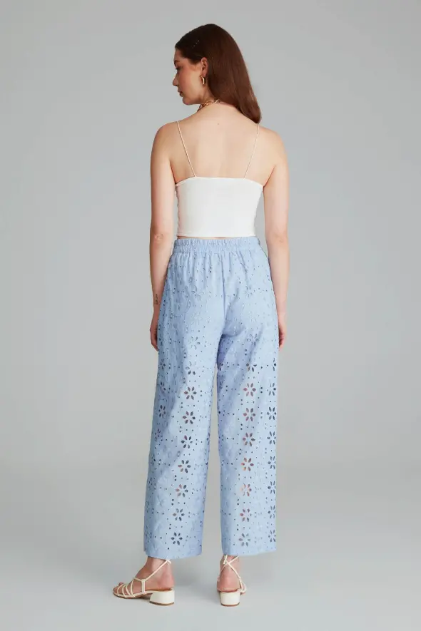 Embroidered Pants - Blue - 5