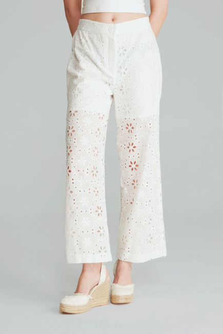 Embroidered Pants - White White