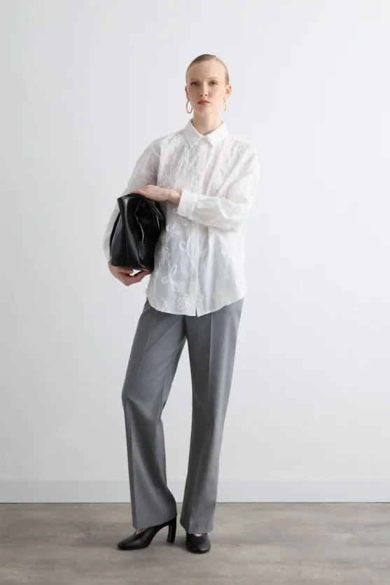 Embroidered Shirt White - Gusto