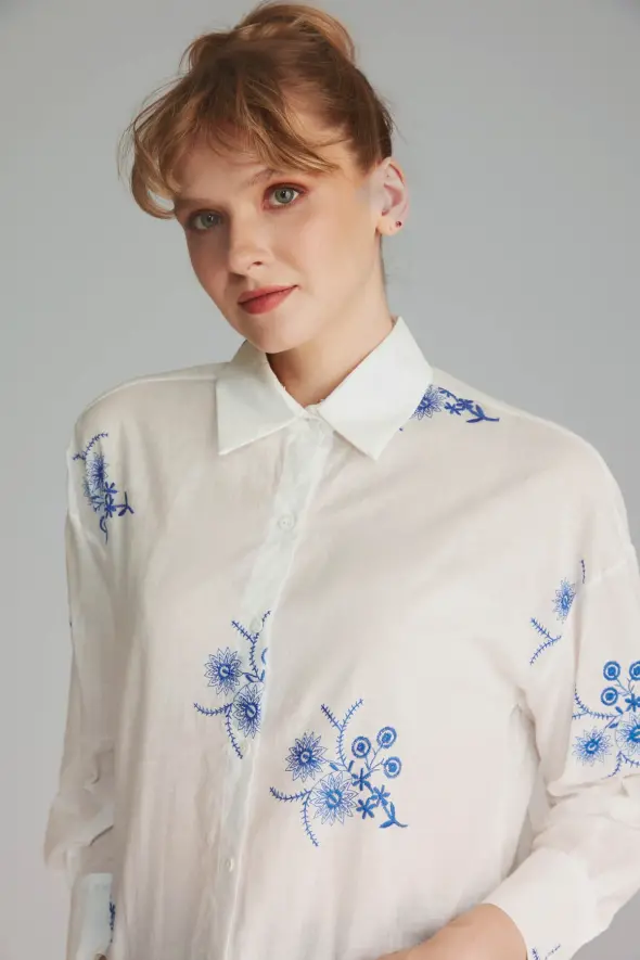 Embroidered Shirt - White - 4