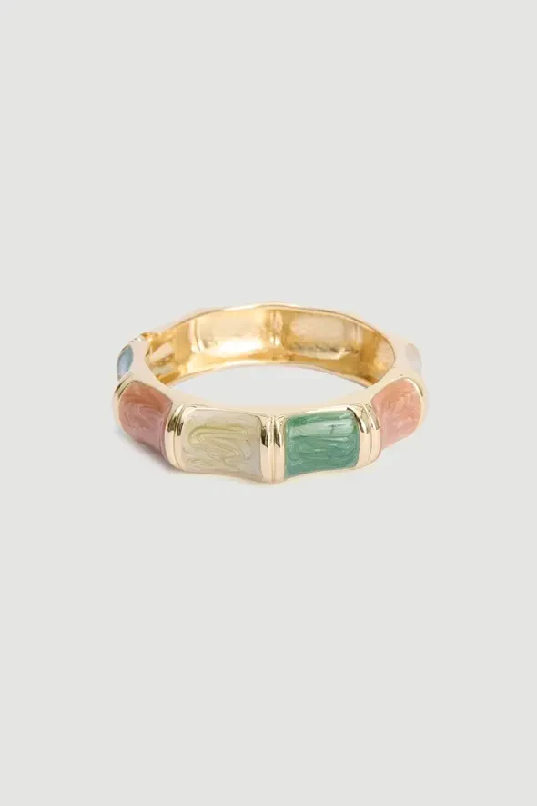 Enamel Cuff Bracelet - Green - 1