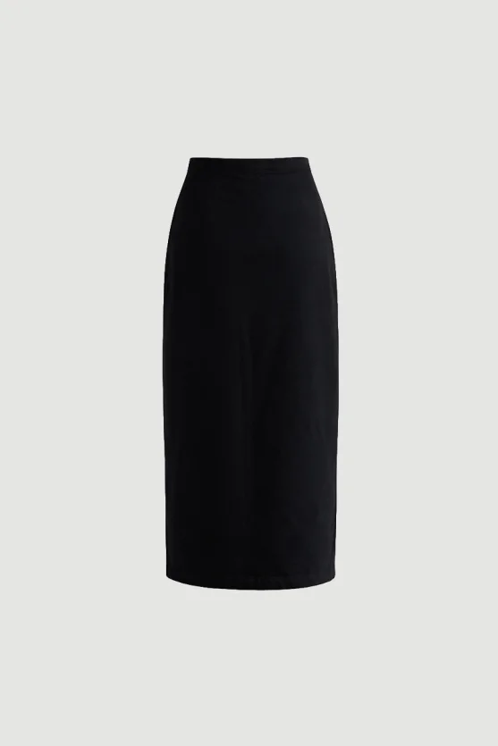 Envelope Cut Denim Skirt Black - 7