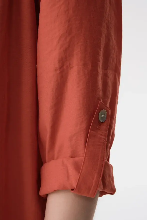 Epaulet Sleeve Relaxed Fit Jacket - Terracotta - 6