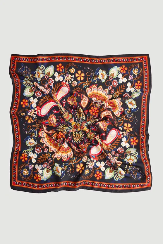 Ethnic Patterned Scarf Black - 2