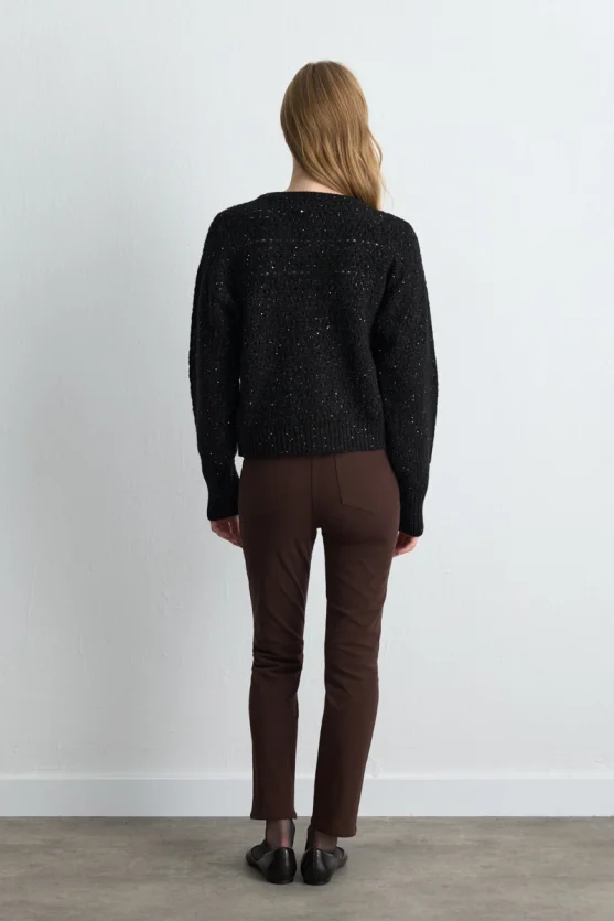 Eyelet Knit Cardigan Black - 5